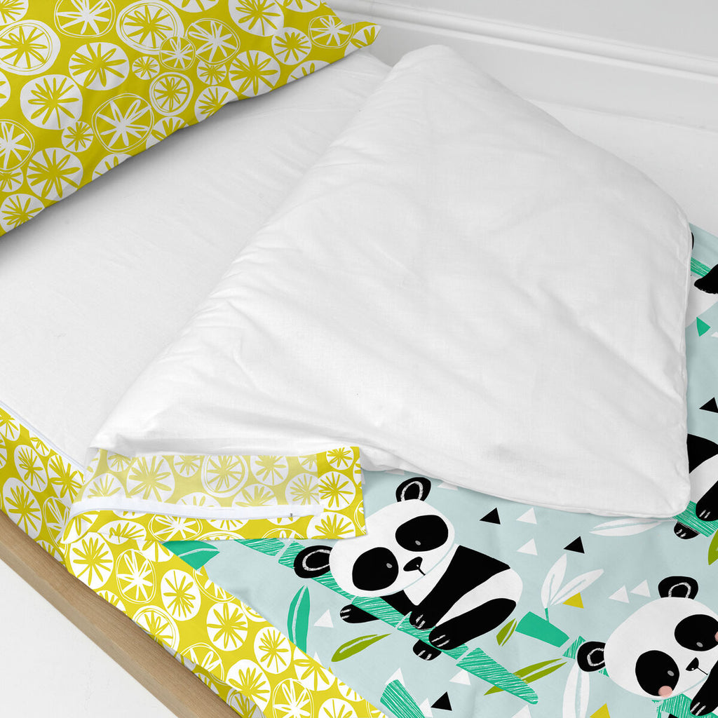 HappyFriday Gesteppte Bettwäsche mit Reißverschluss Moshi Panda Garten Blau