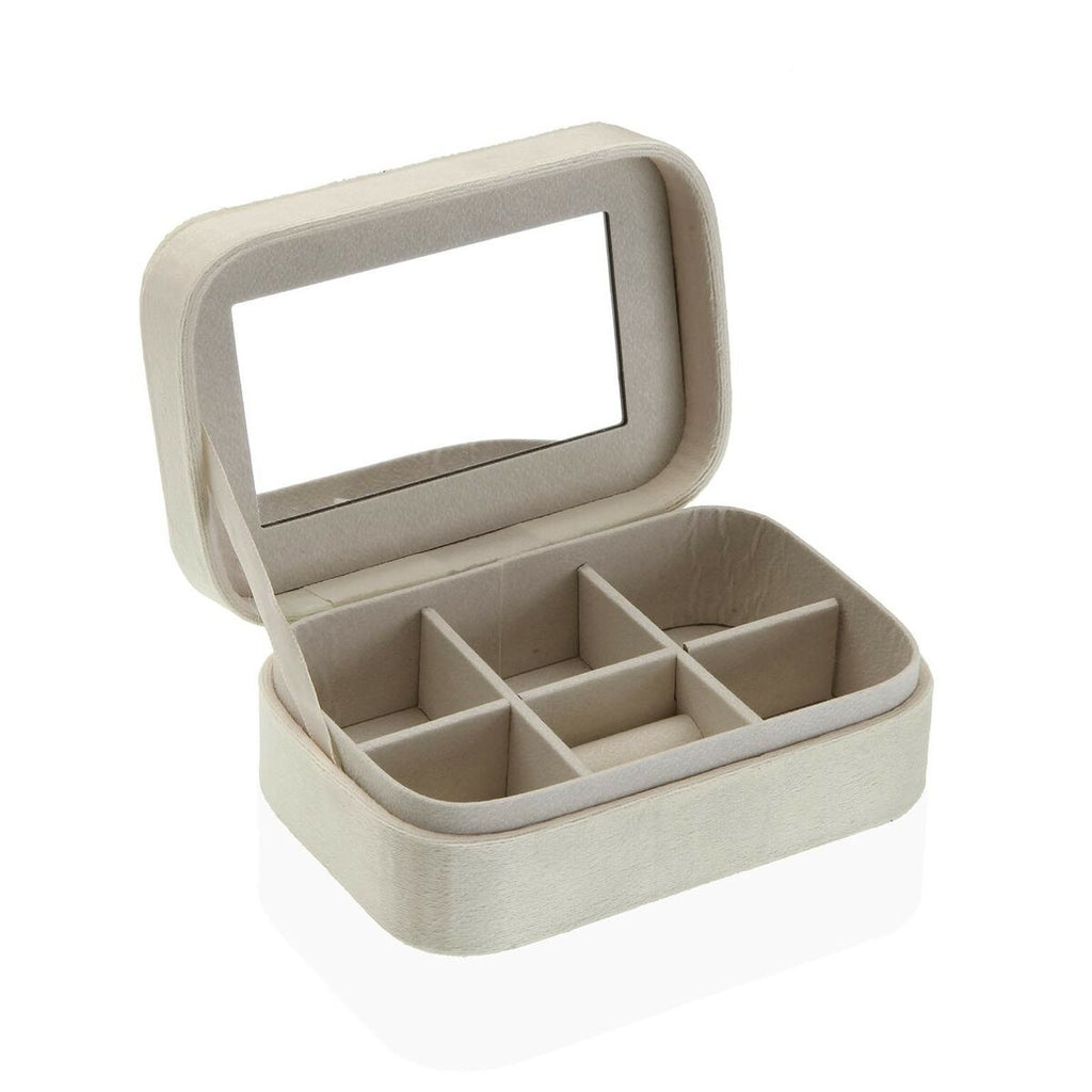Versa Schmuckbox Creme Holz Spiegel MDF Holz
