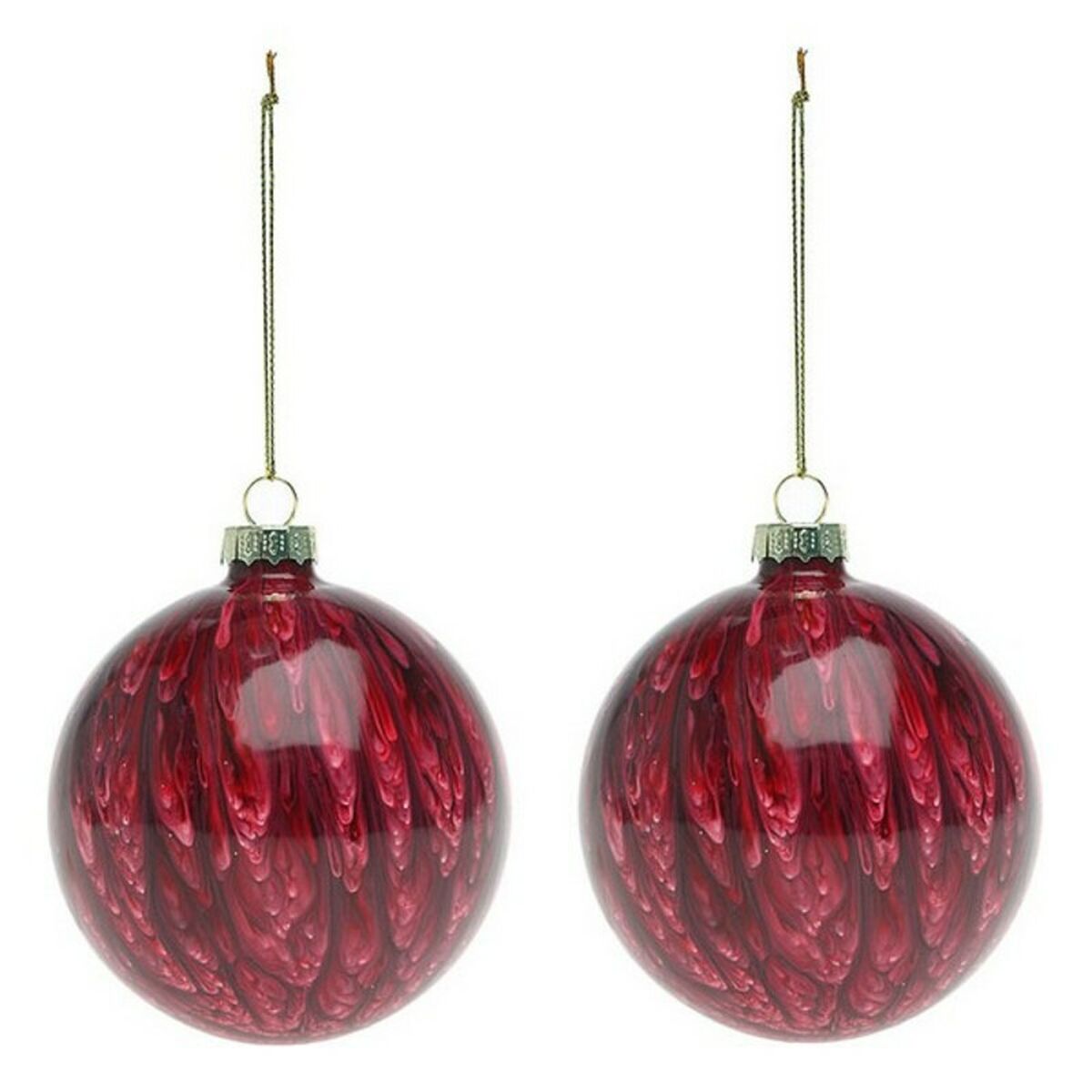 Christmas Baubles (2 pcs) 113572 Braun Rot 8 cm (2 Stück) – Produktbild 1