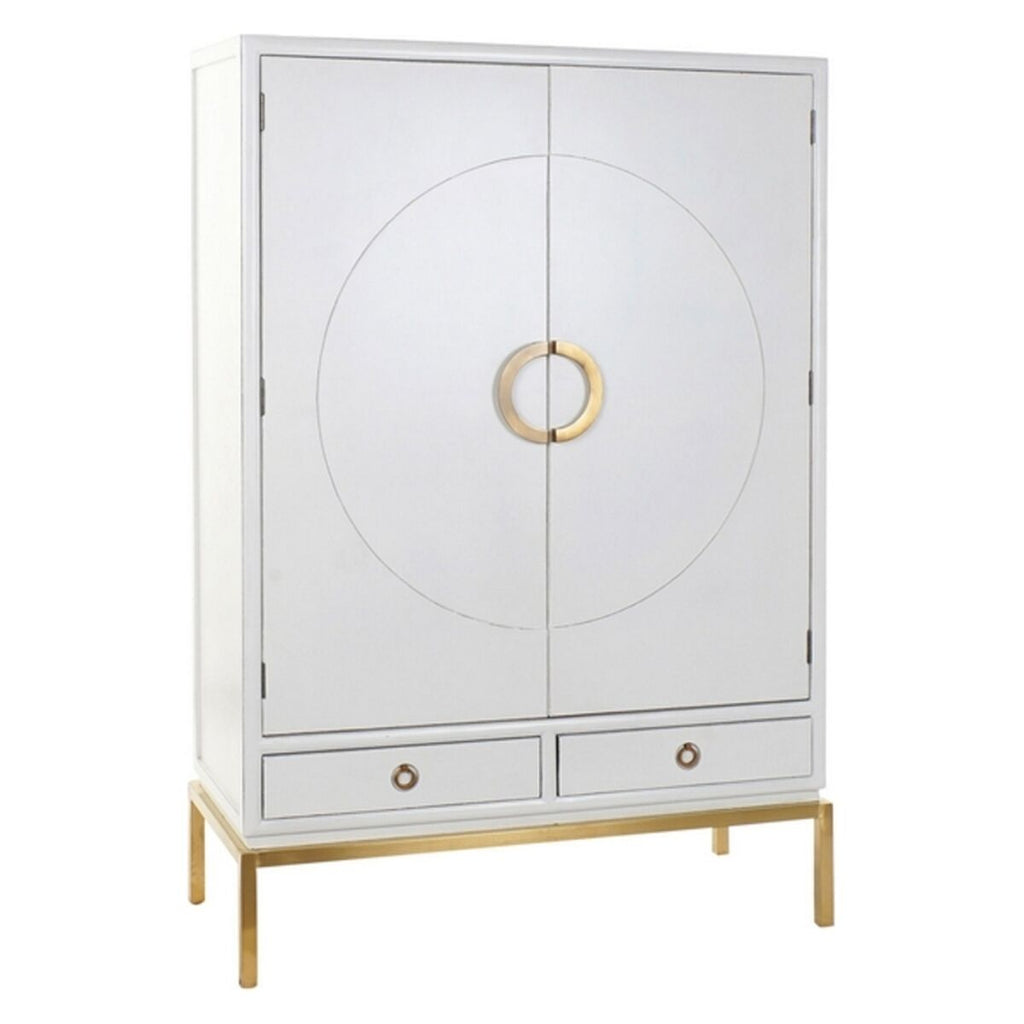 DKD Home Decor Schrank Weiß Gold Metall Pappelholz