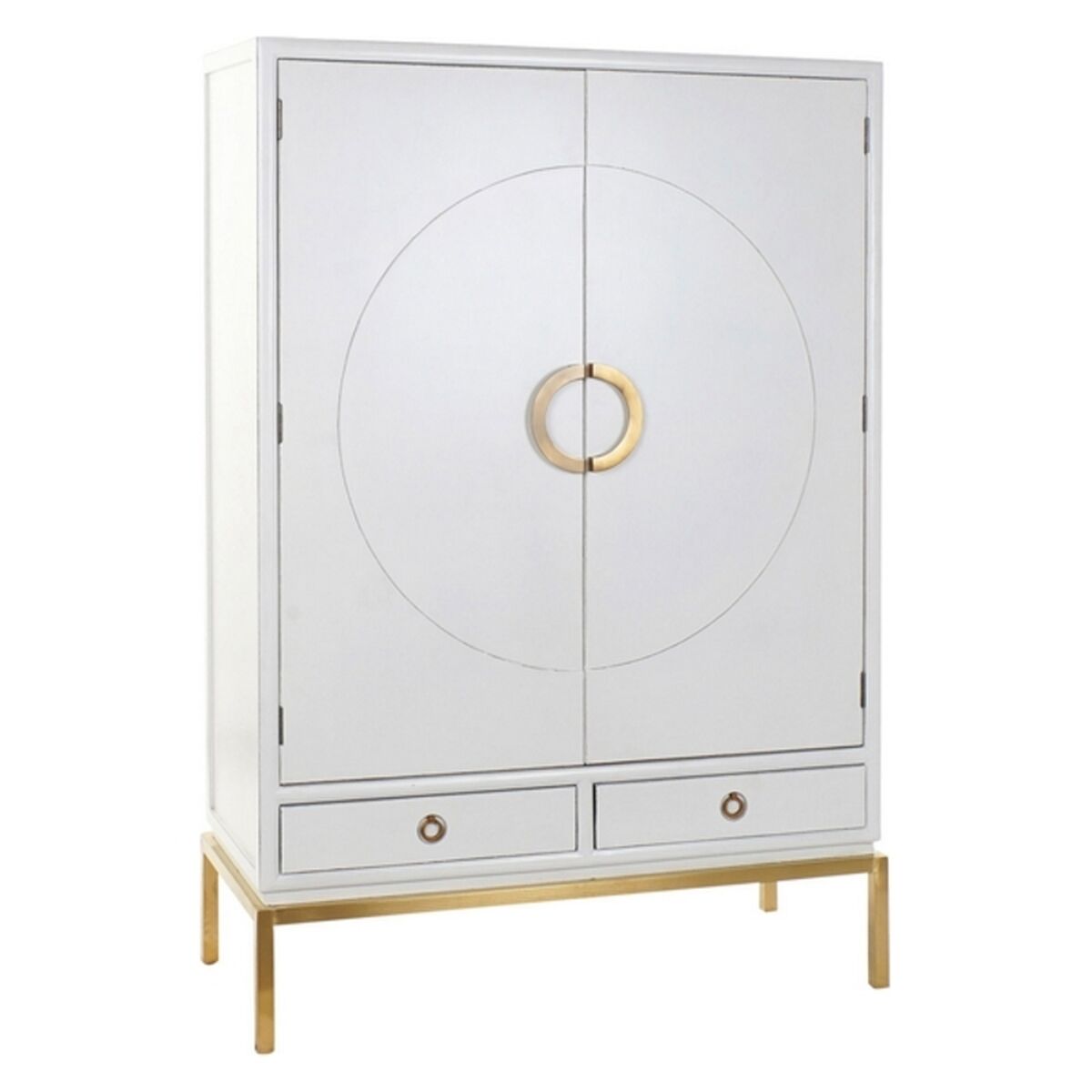DKD Home Decor Schrank Weiß Gold Metall Pappelholz