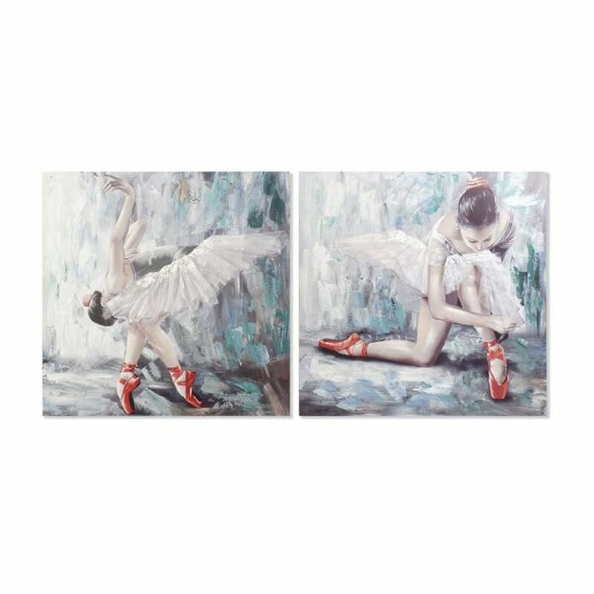 Painting DKD Home Decor Canvas Grau Blau Holz Weiß (100 x 3 x 100 cm) (2 Stück) – Produktbild 1