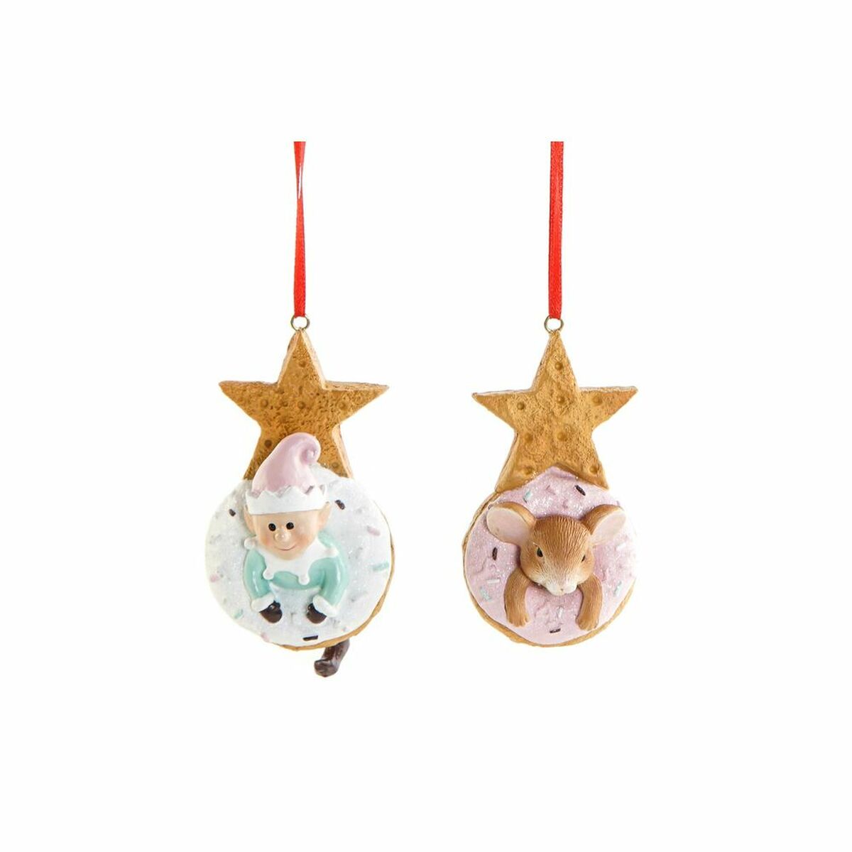 Hanging decoration DKD Home Decor Christmas Resin (2 pcs) (5.5 x 5 x 9 cm) – Produktbild 1