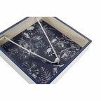 DKD Home Decor Napkin Halter Metall Weiß Dunkelblau MDF Holz