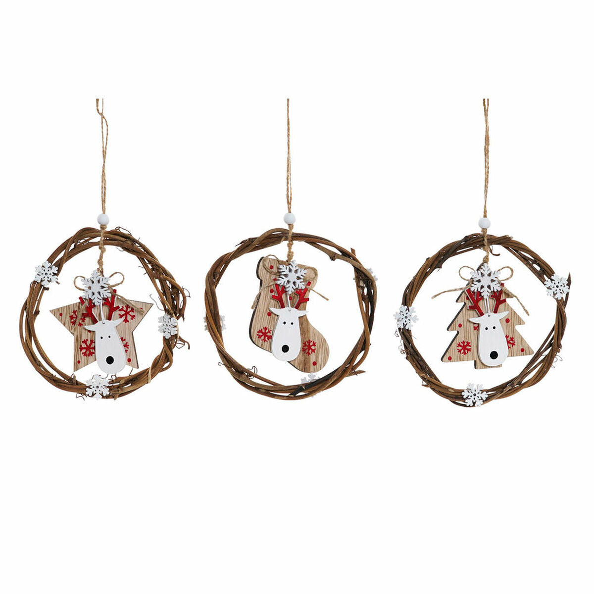 Christmas bauble DKD Home Decor Holz (3 pcs) (14 x 1 x 18 cm) – Produktbild 1