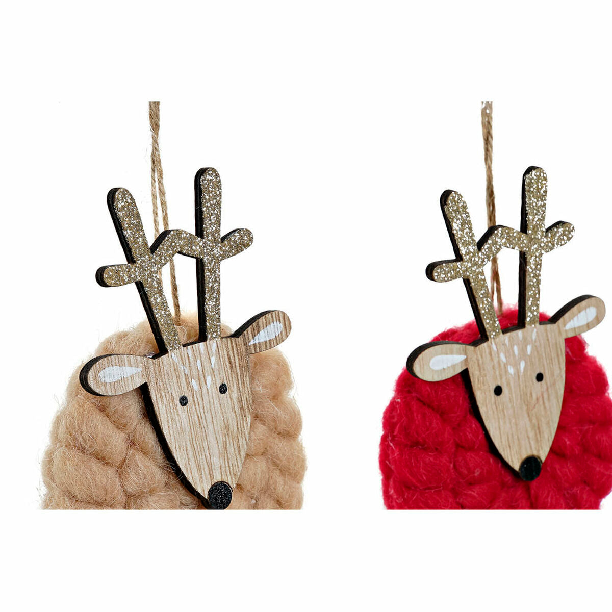 DKD Home Decor Weihnachtskugel Polyester Holz Reindeer