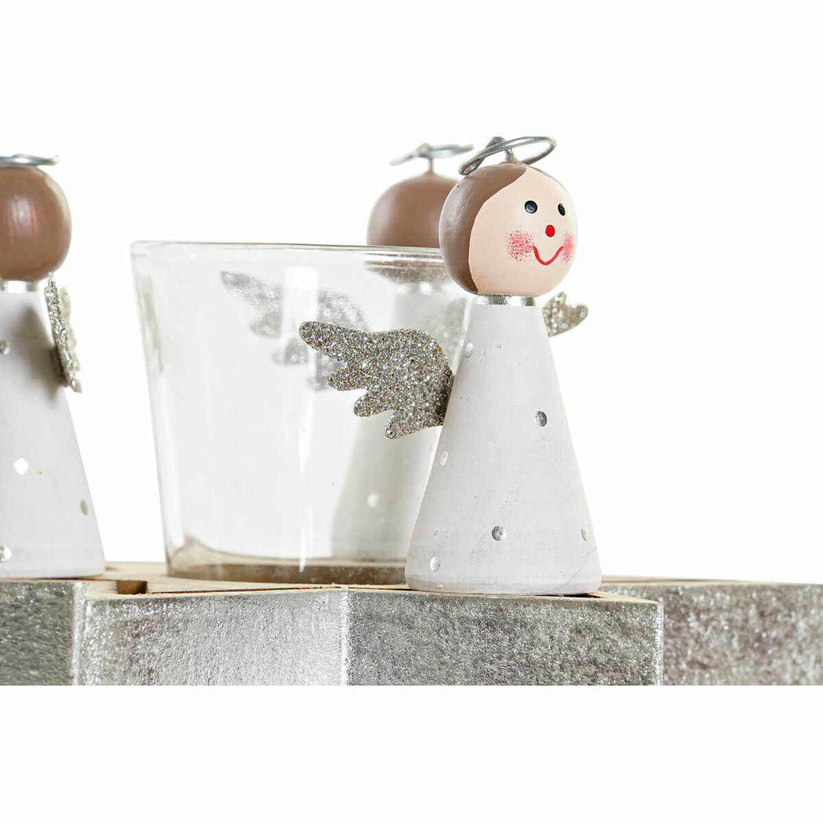 DKD Home Decor Weihnachtskerze Halter Kristall Holz