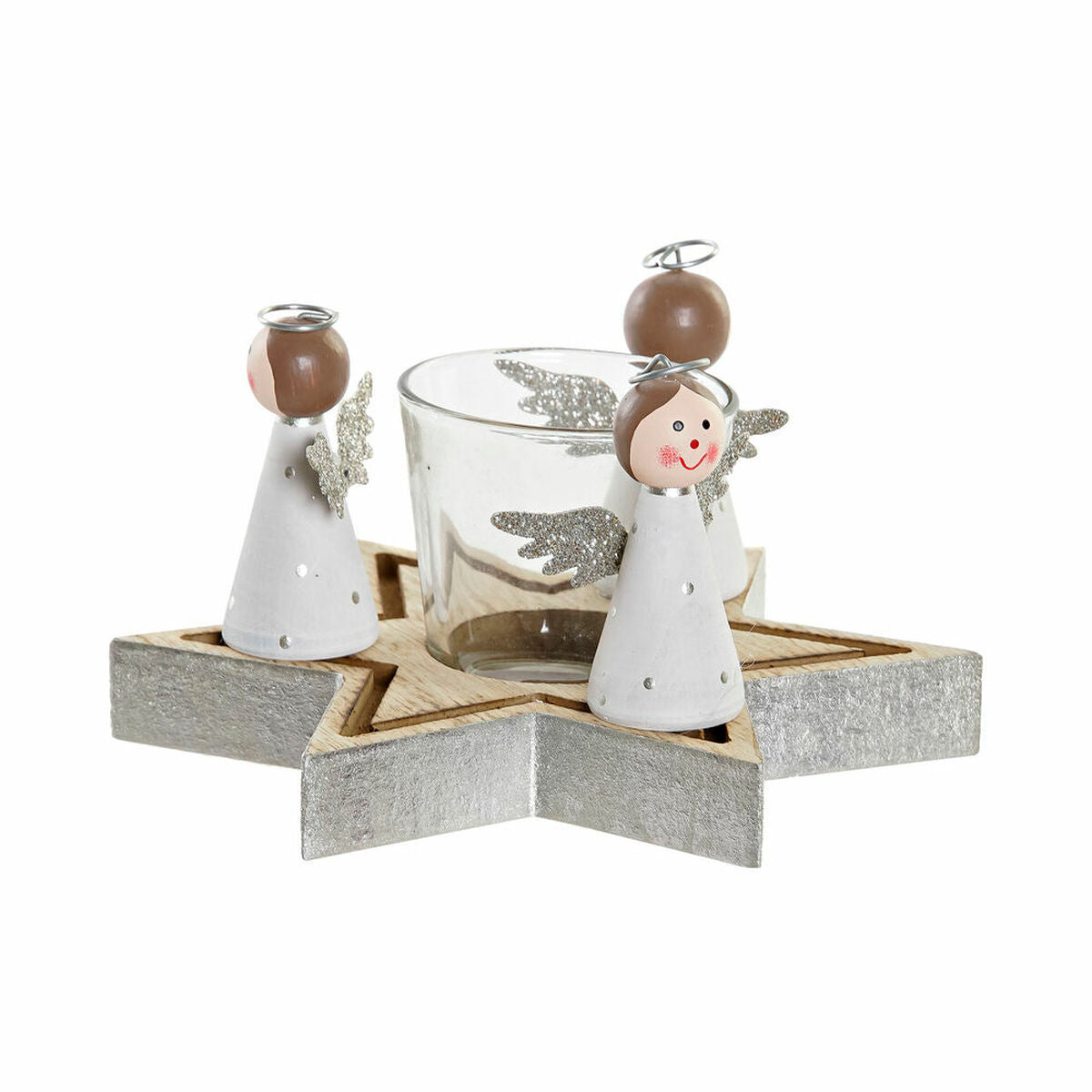 Christmas Candle Holder DKD Home Decor Crystal Holz (17 x 17 x 9 cm) – Produktbild 1