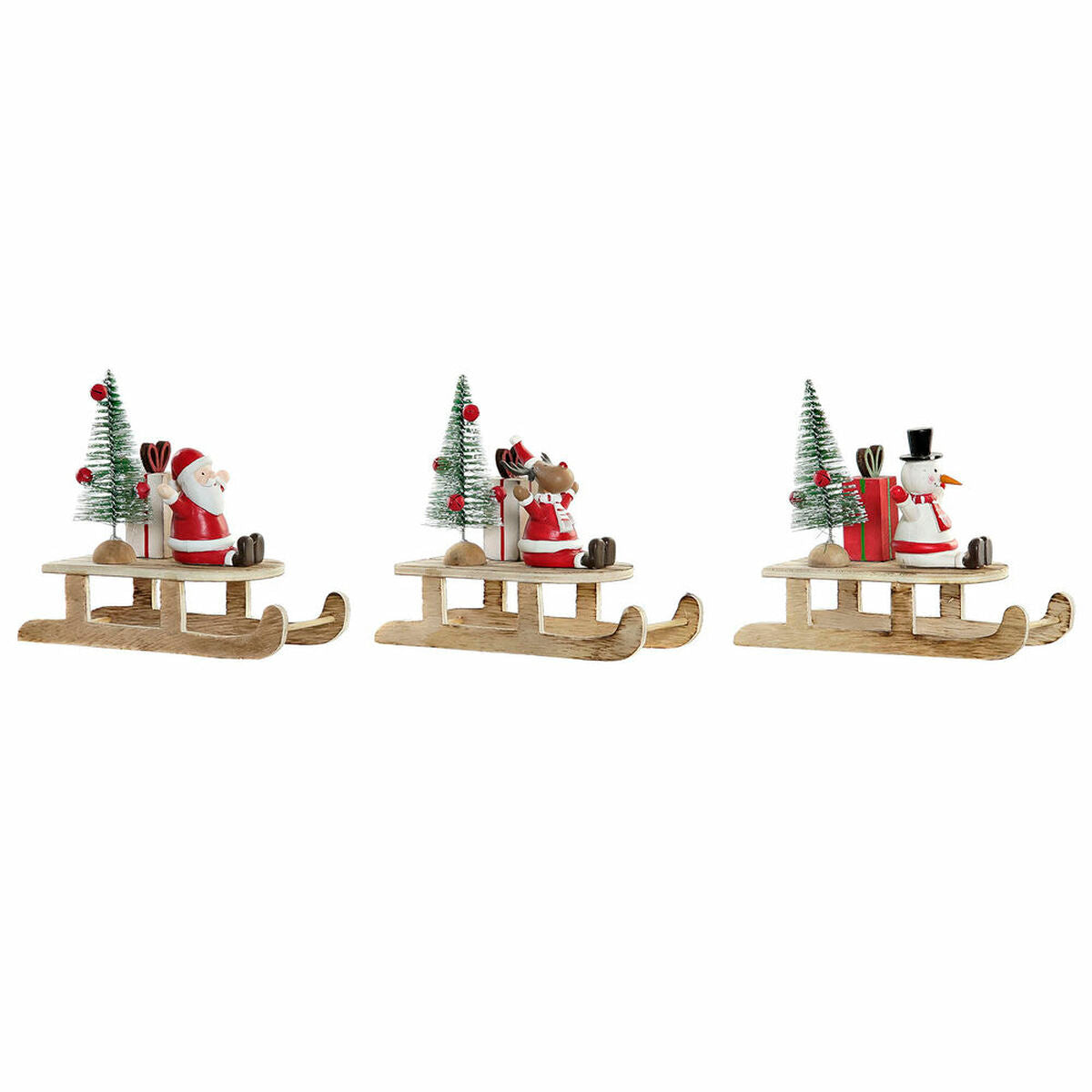 DKD Home Decor Weihnachtskugel Holz Weihnachtsmann