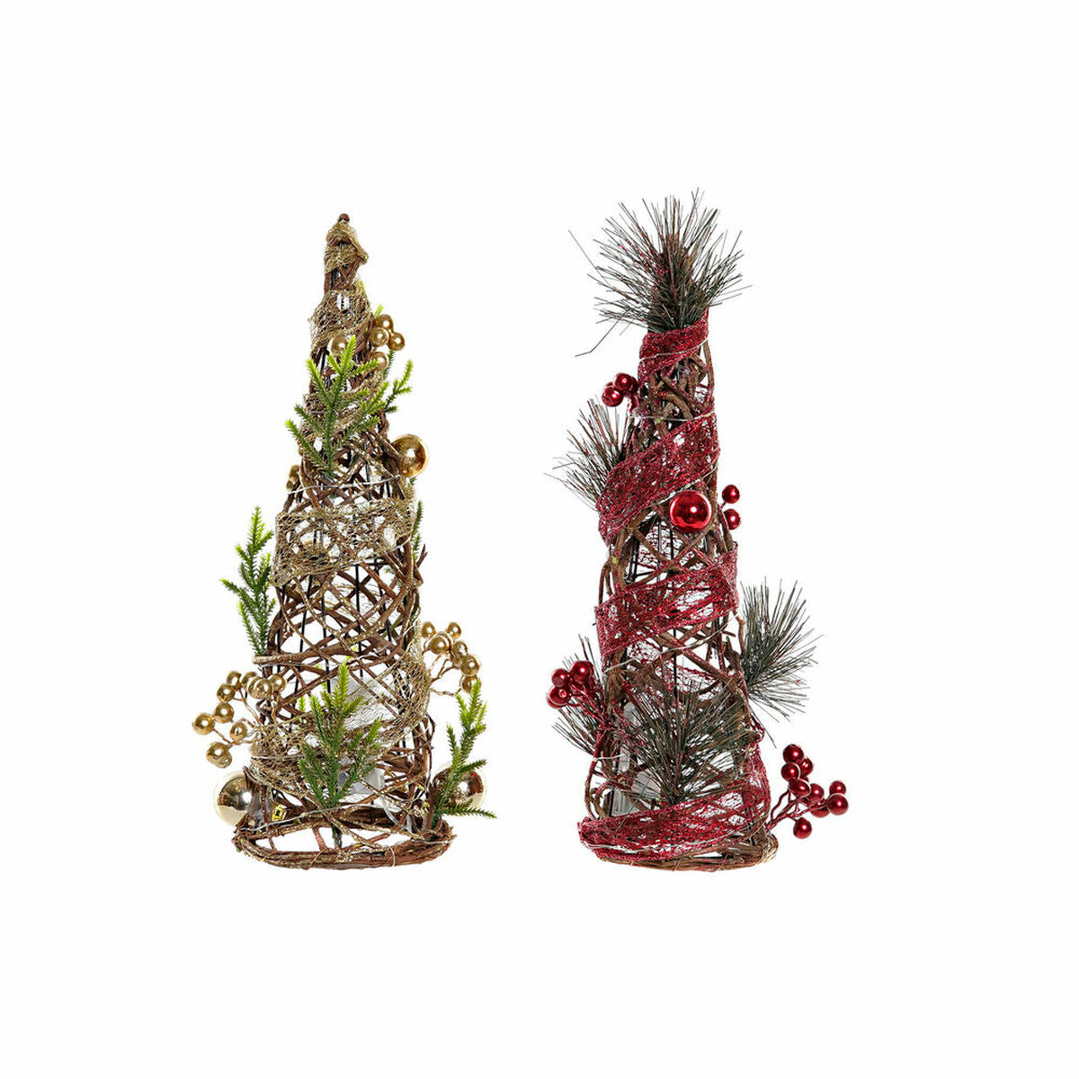 Christmas Tree DKD Home Decor Rot Grün Goldfarben 16 x 16 x 41 cm Kunststoff (2 Stück) – Produktbild 1