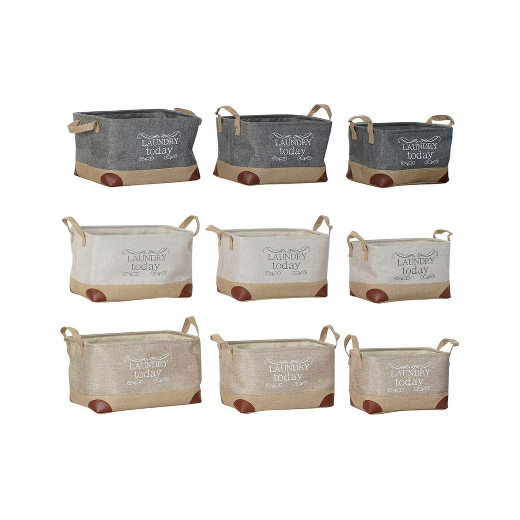 DKD Home Decor Mehrzweckkorb Beige Grau Leicht Braun Holz