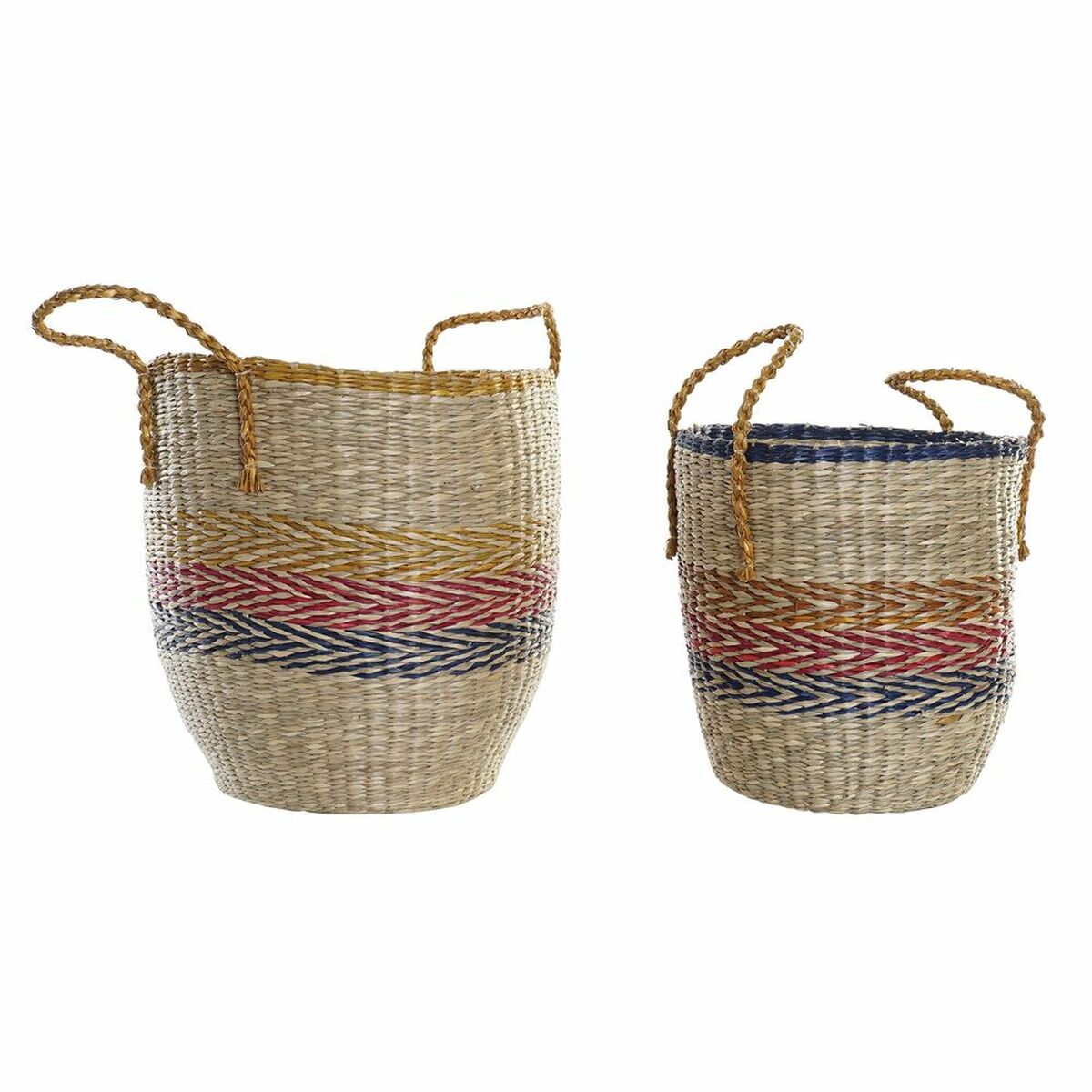 DKD Home Decor Korb-Set Orange Grün Seagrass
