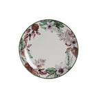 DKD Home Decor Flacher Teller Blumen Porzellan