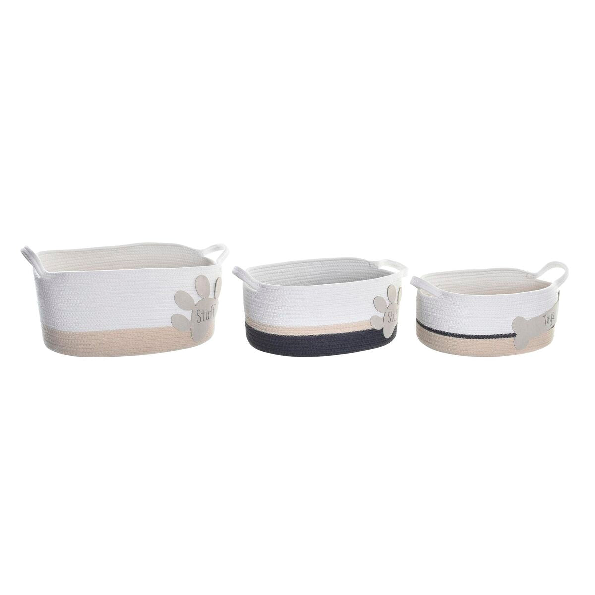 Basket set DKD Home Decor Weiß Grau Cream 60 x 31 x 25 cm 3 Teile – Produktbild 1