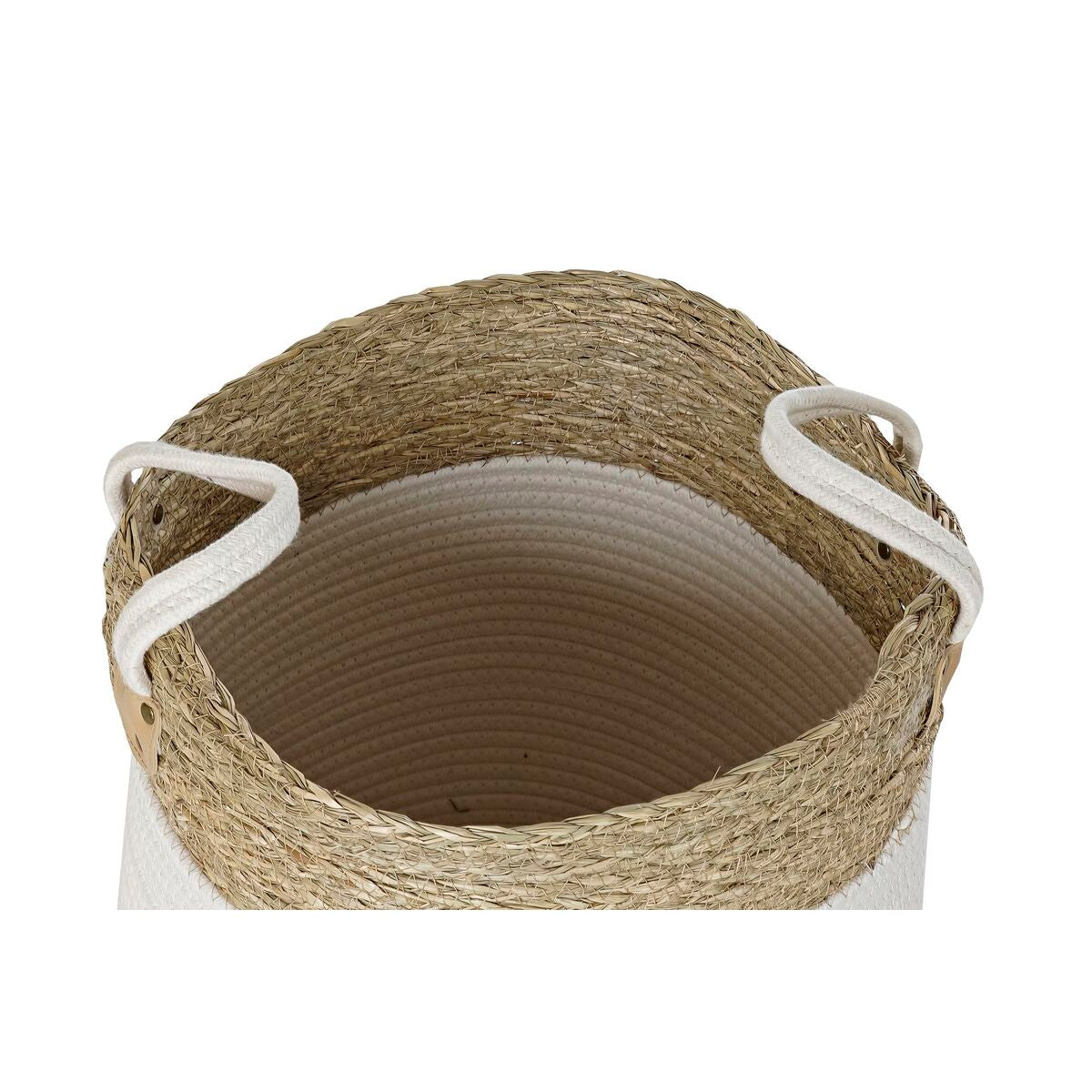 DKD Home Decor Korb-Set Weiß Braun Natur Fibre