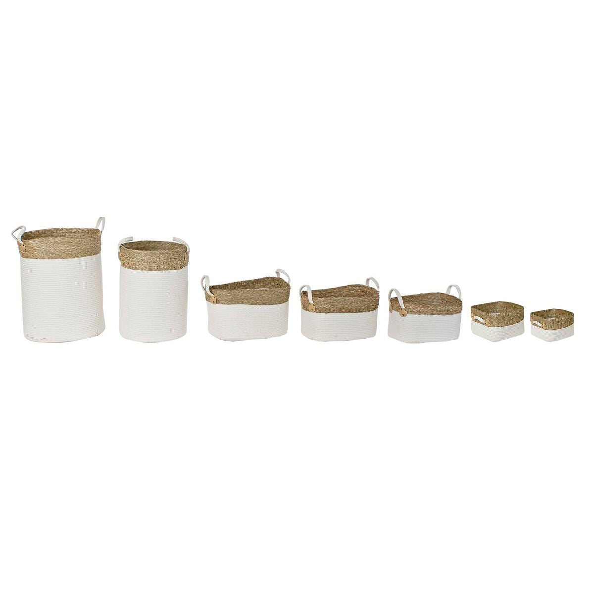 DKD Home Decor Korb-Set Weiß Braun Natur Fibre