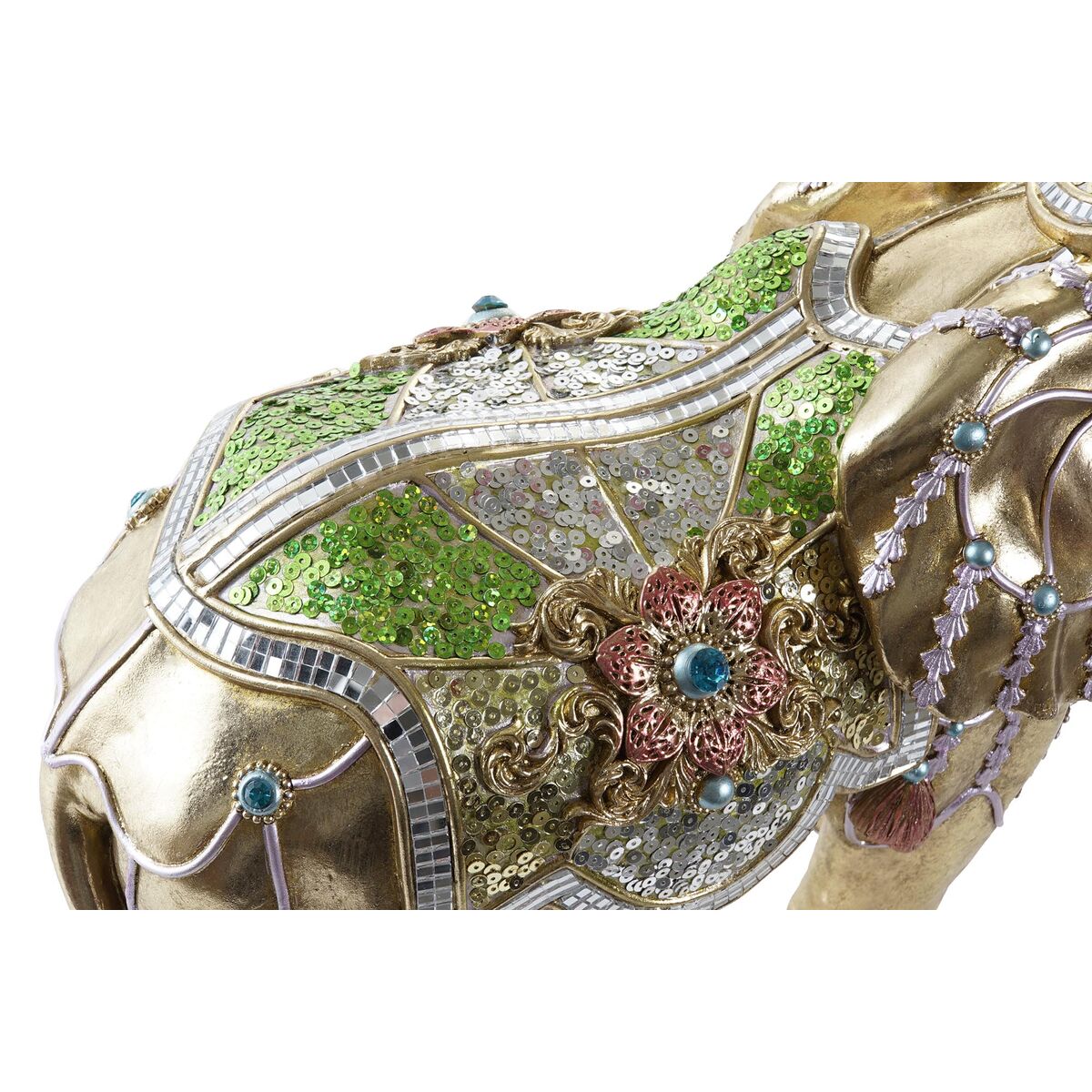 DKD Home Decor Dekofigur Elephant Gold Kunstharz Mehrfarbig