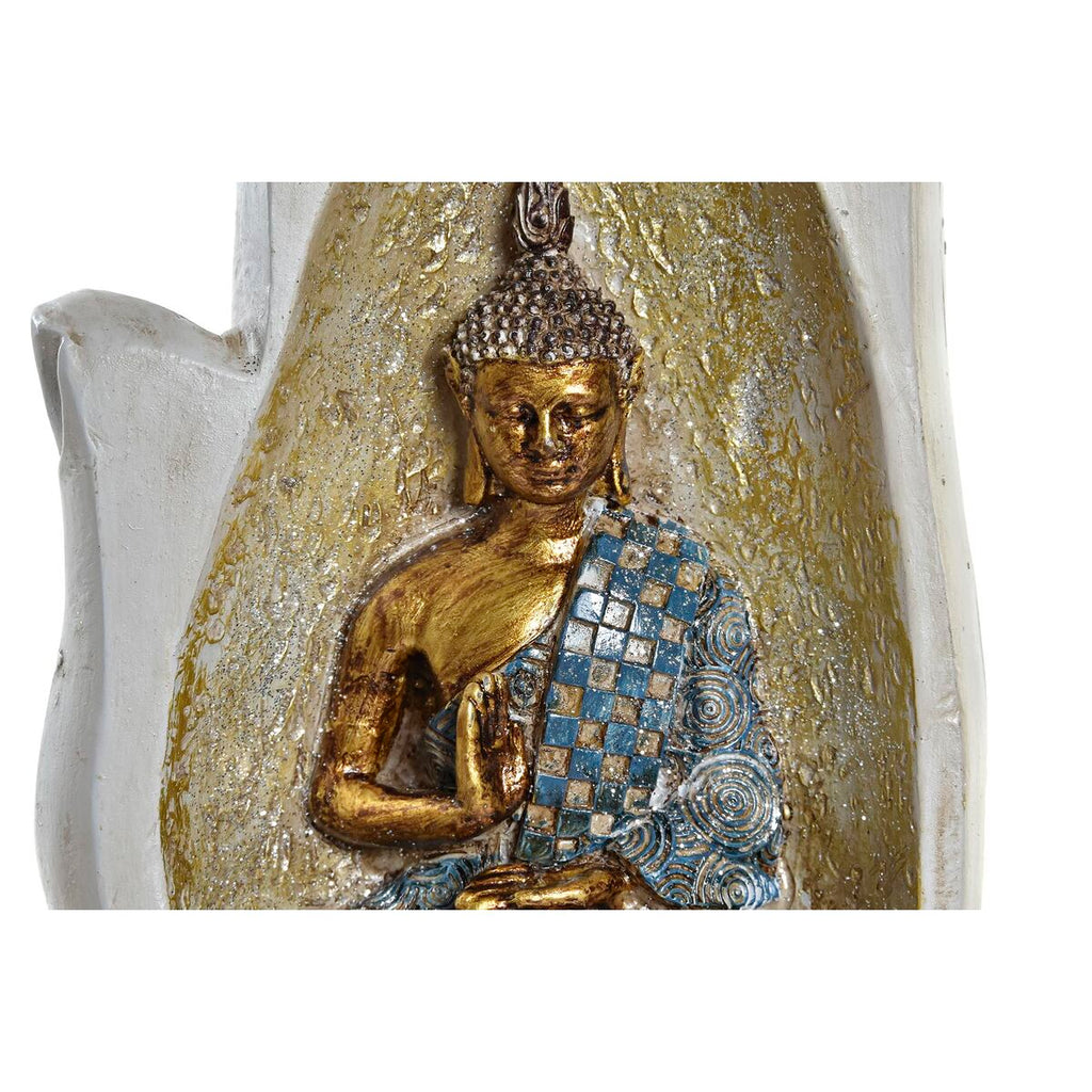DKD Home Decor Dekofigur Grau Gold Buddha Kunstharz