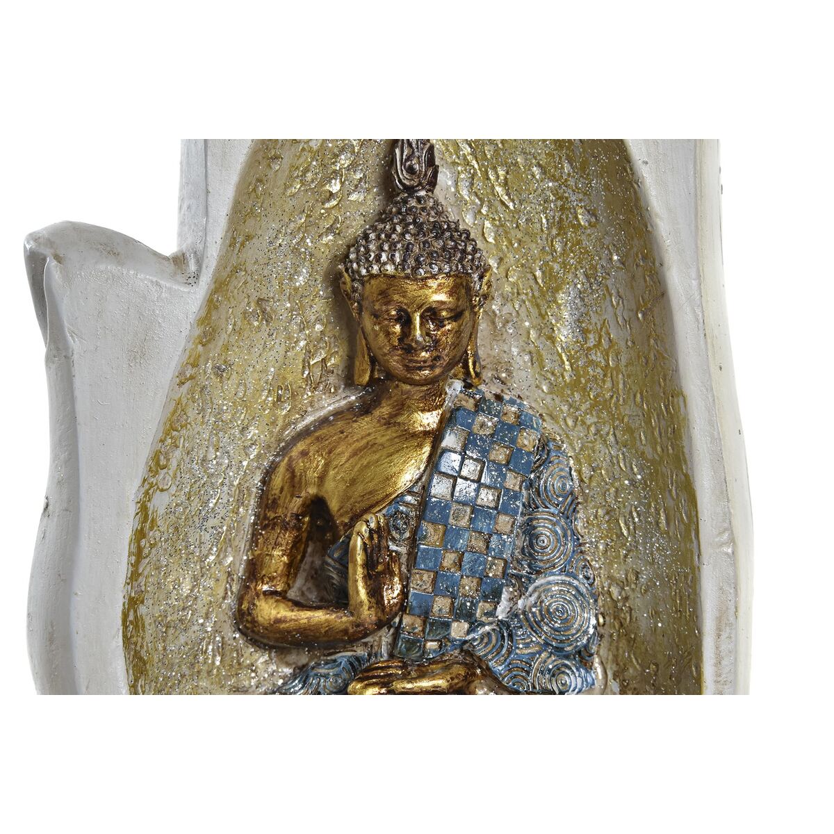 DKD Home Decor Dekofigur Grau Gold Buddha Kunstharz