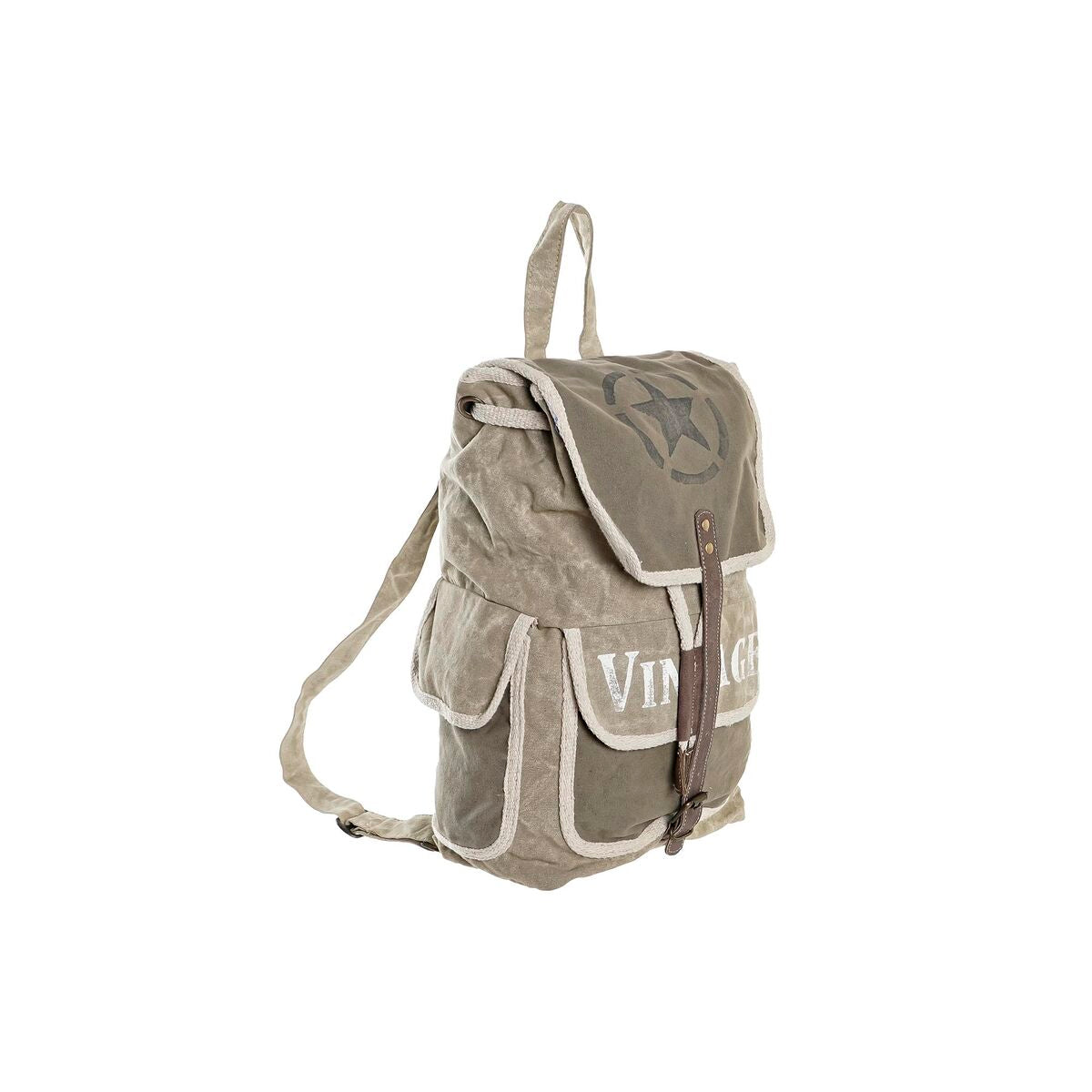 Casual Backpack DKD Home Decor Star Vintage Grau Baumwolle Leather (30 x 17 x 44 cm) – Produktbild 1