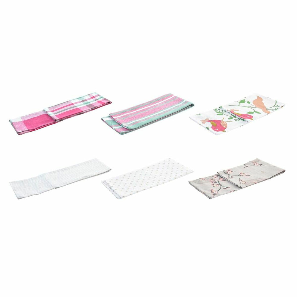 DKD Home Decor Tücher-Set Braun Rot Grün Beige Blumen Birds