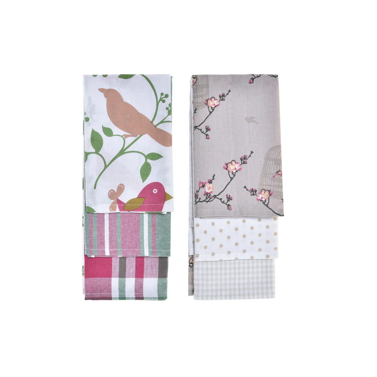 Set of Cloths DKD Home Decor Braun Rot Grün Beige 60 x 0,5 x 40 cm Flowers Birds – Produktbild 1