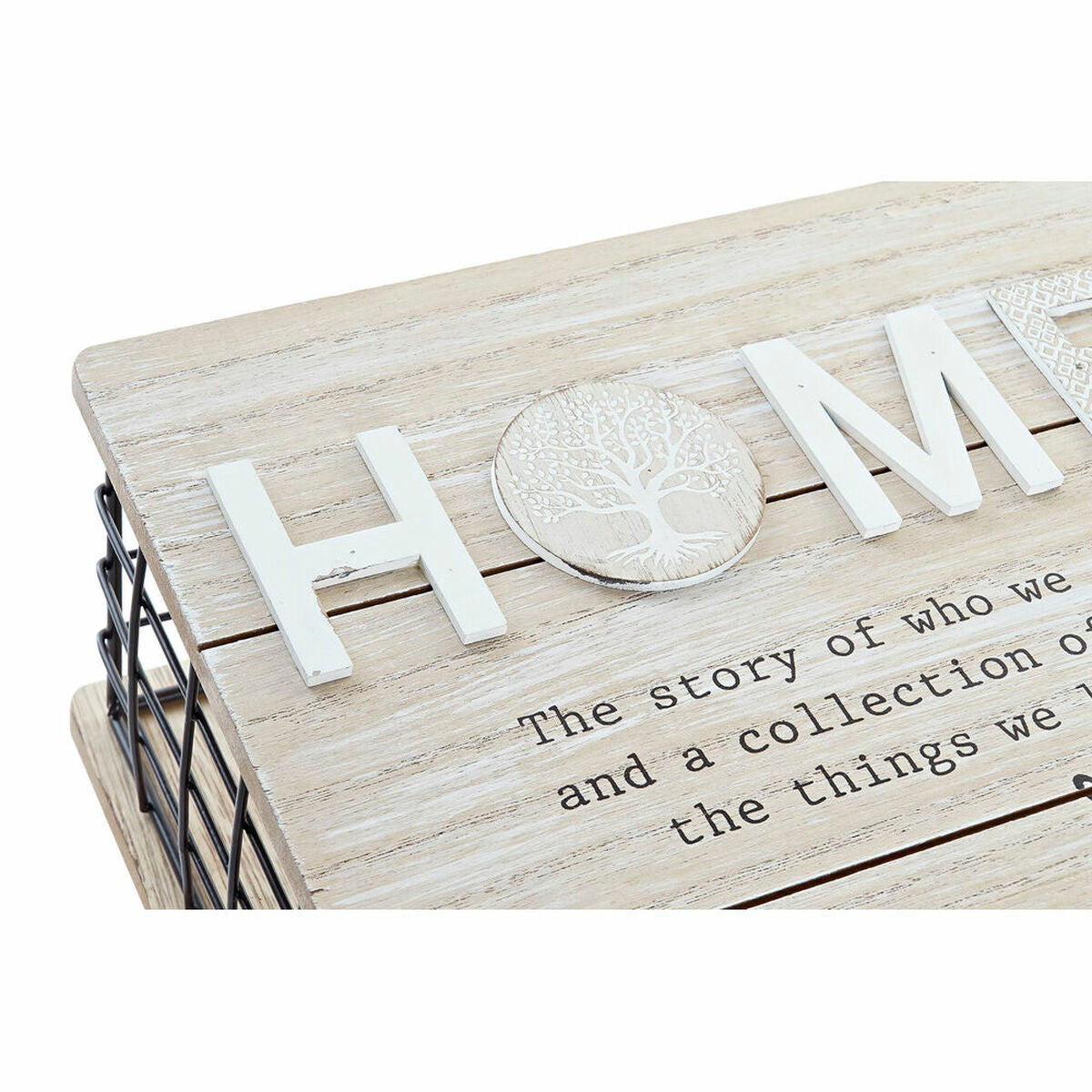 DKD Home Decor Dekorativ Box Schwarz Natur Metall MDF Holz