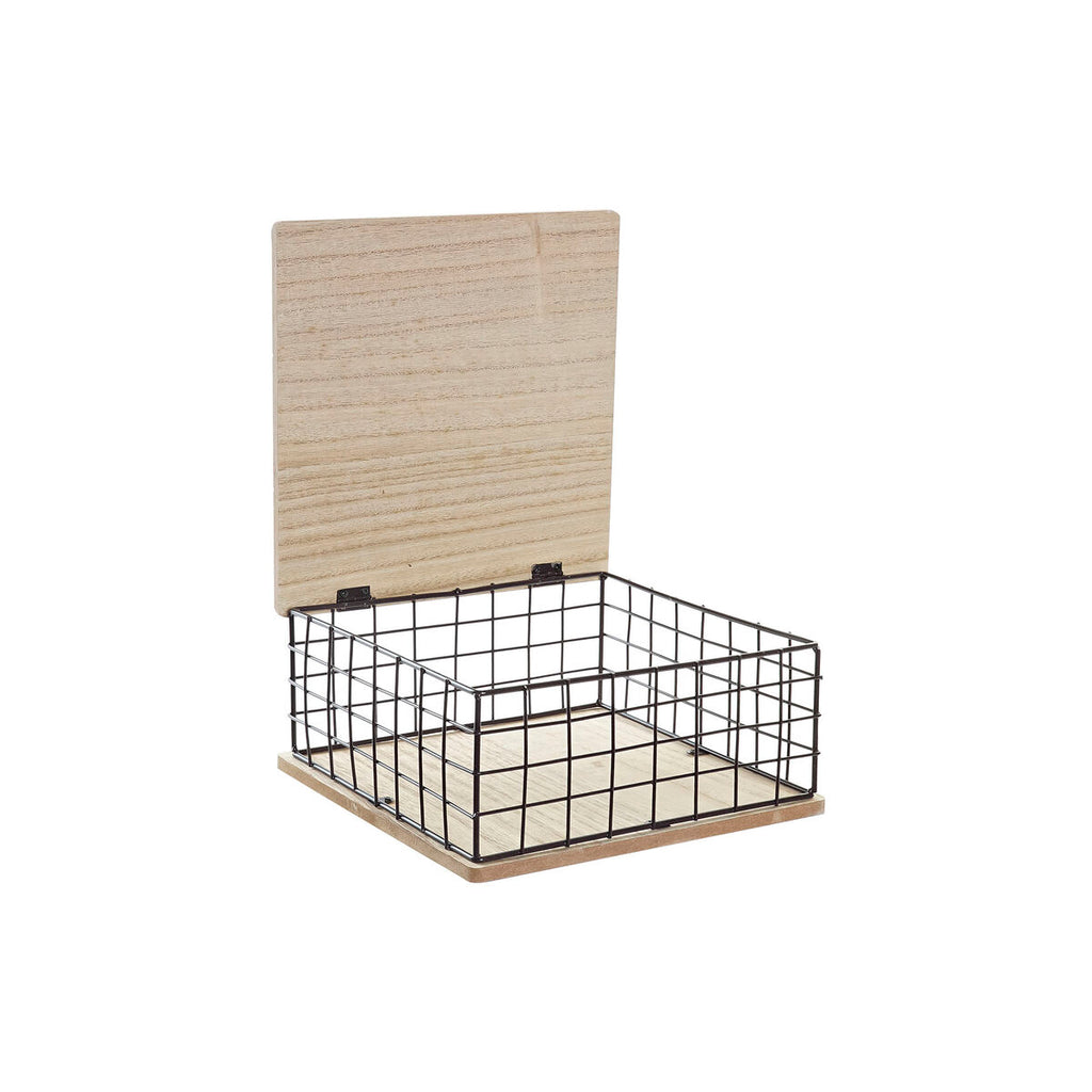 DKD Home Decor Dekorativ Box Schwarz Natur Metall MDF Holz