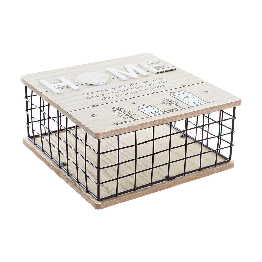 DKD Home Decor Dekorativ Box Schwarz Natur Metall MDF Holz