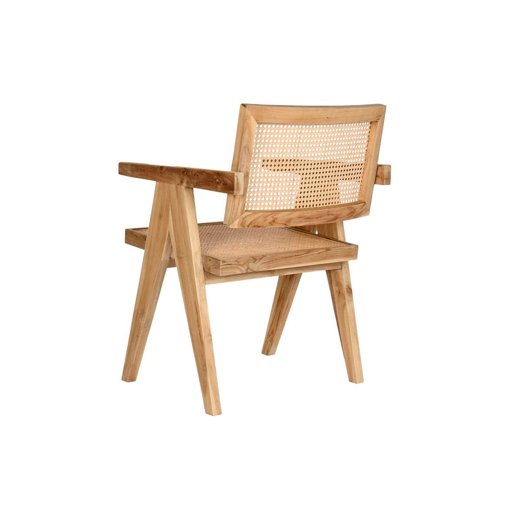 DKD Home Decor Esszimmerstuhl Natur Teak Rattan