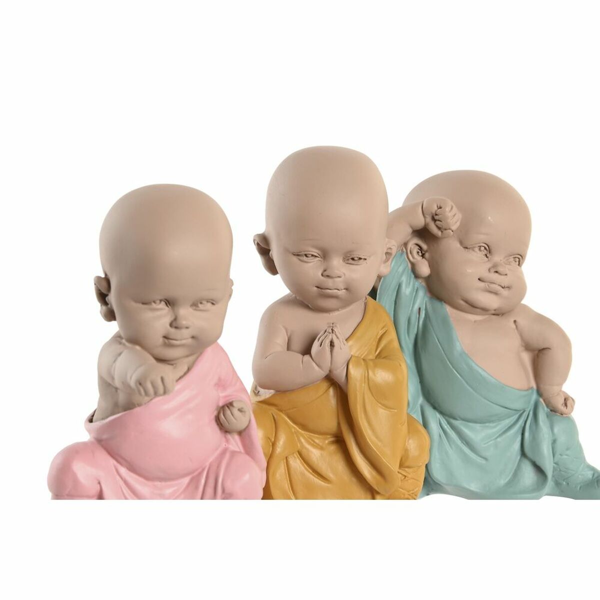 DKD Home Decor Dekofigur Blau Rosa Gelb Kunstharz Monk