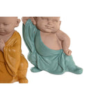 DKD Home Decor Dekofigur Blau Rosa Gelb Kunstharz Monk