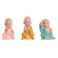 DKD Home Decor Dekofigur Blau Rosa Gelb Kunstharz Monk