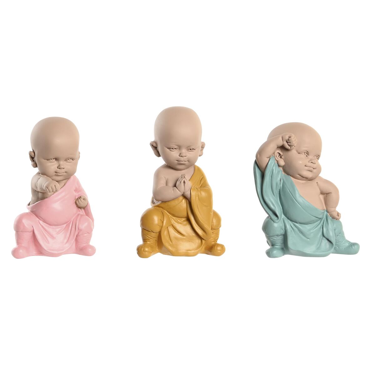 Decorative Figure DKD Home Decor Blau Rosa Gelb Resin Monk (8 x 5,5 x 12,7 cm) (3 Stück) – Produktbild 1