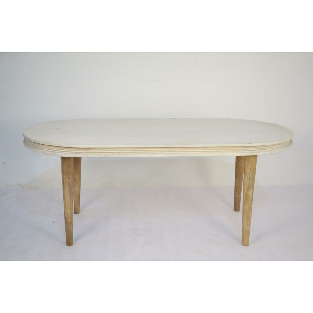 DKD Home Decor Esstisch Weiß Gold Messing Mango Holz