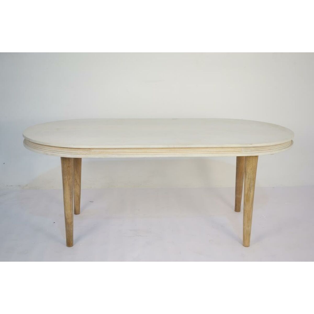 DKD Home Decor Esstisch Weiß Gold Messing Mango Holz
