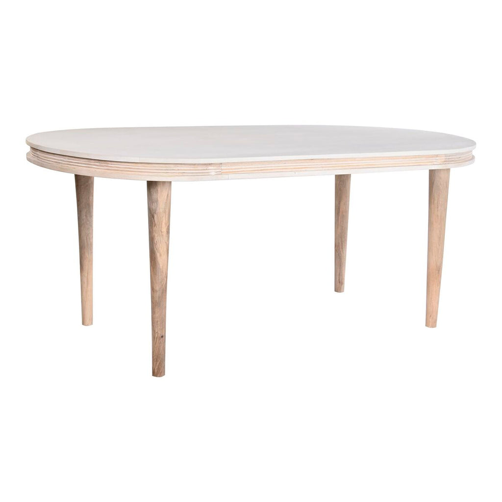 DKD Home Decor Esstisch Weiß Gold Messing Mango Holz