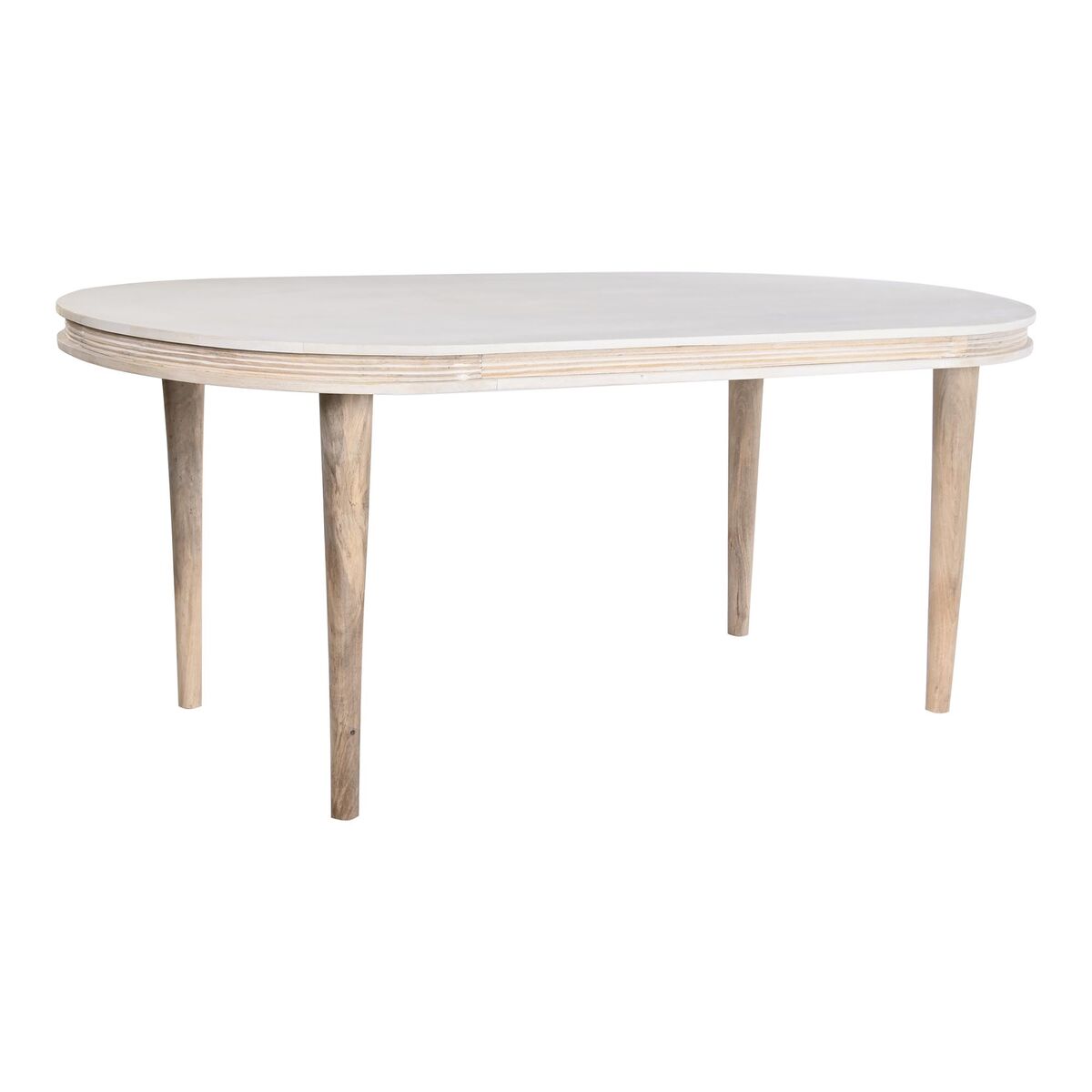 DKD Home Decor Esstisch Weiß Gold Messing Mango Holz