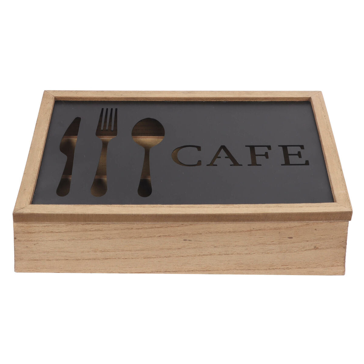 Cutlery Organiser DKD Home Decor Braun Schwarz Metall MDF Holz Vintage 25 x 18 x 6 cm – Produktbild 1