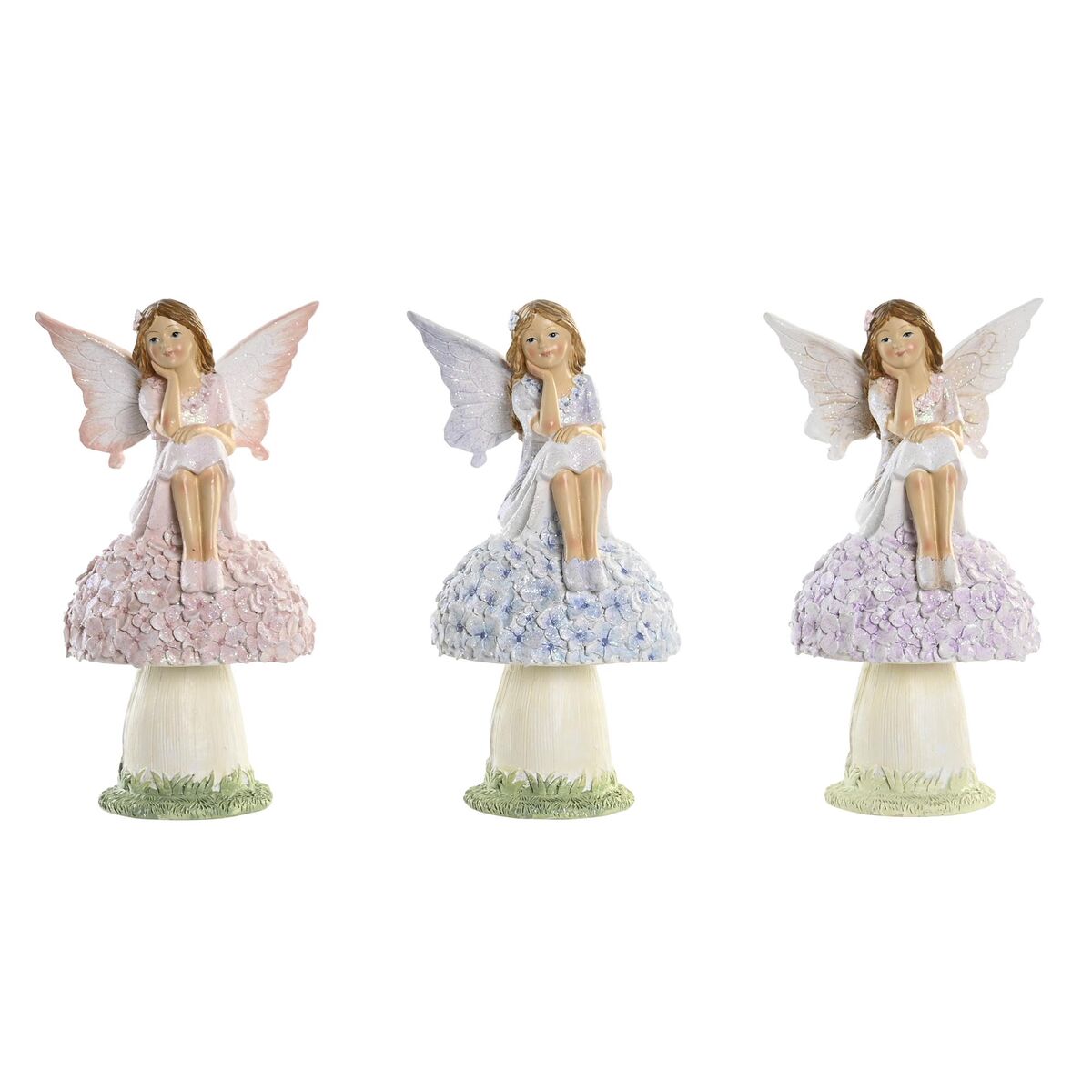 Decorative Figure DKD Home Decor Blau Rosa Lilac Fairy 9,5 x 8 x 17 cm (3 Teile) – Produktbild 1