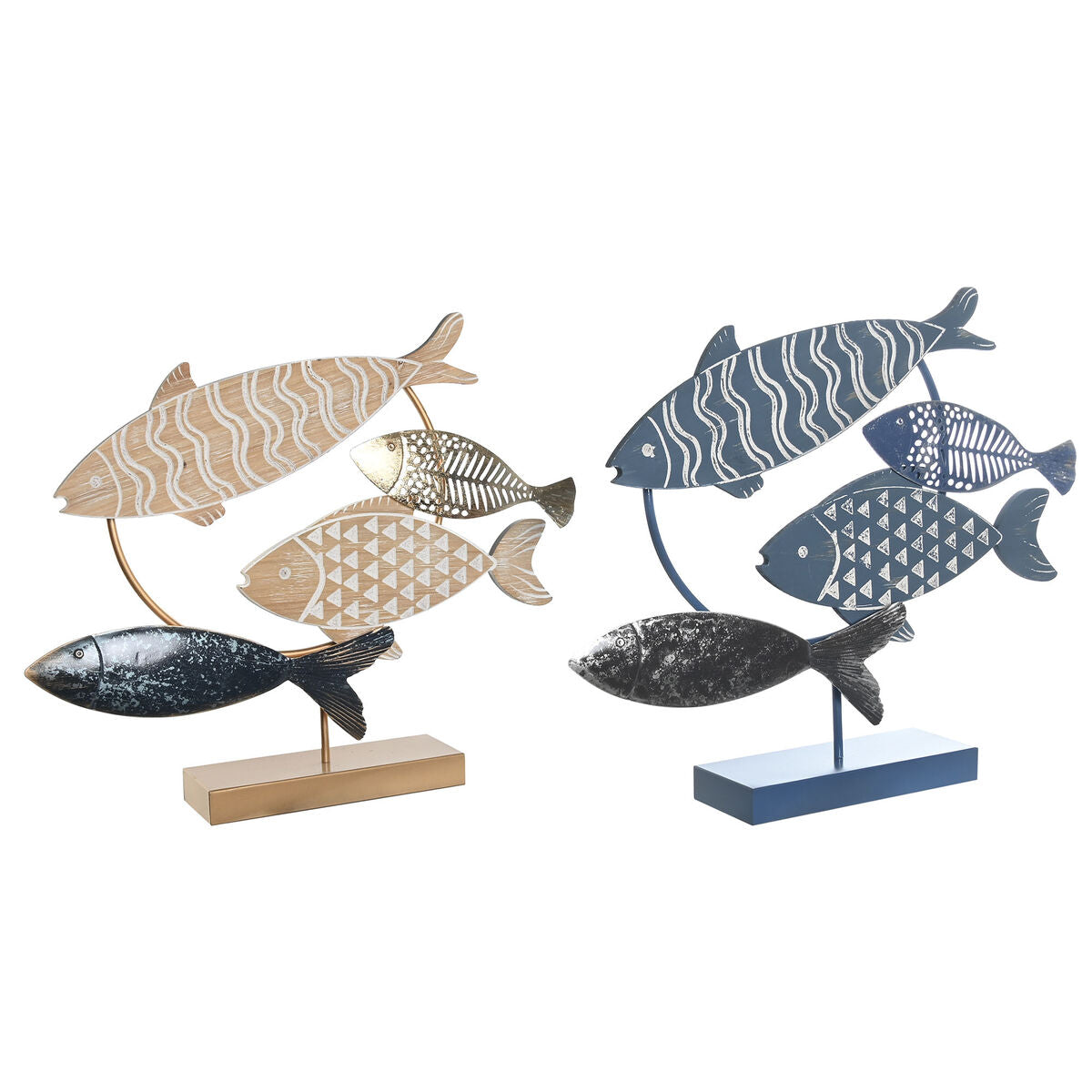 Decorative Figure DKD Home Decor 53 x 9 x 45 cm Natural Blau Goldfarben Spirals Mediterranean (2 Stück) – Produktbild 1