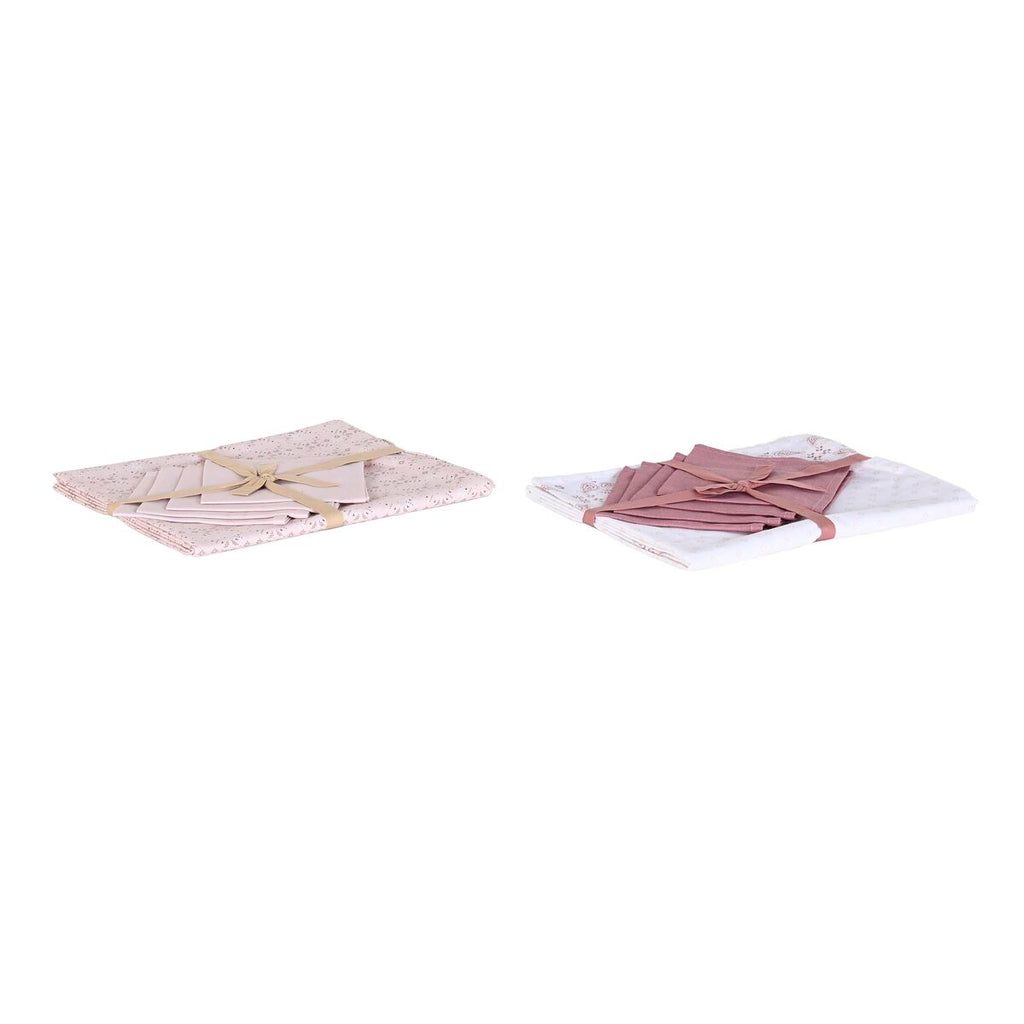 DKD Home Decor Tischdecke & napkins Rosa Weiß