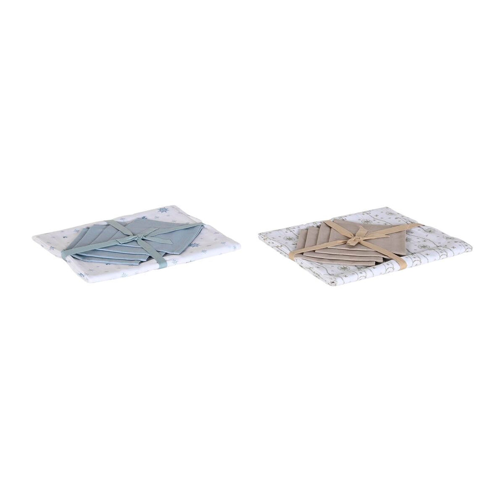 DKD Home Decor Tischdecke & napkins Blau Braun Weiß