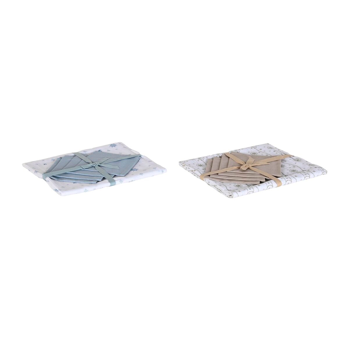DKD Home Decor Tischdecke & napkins Blau Braun Weiß