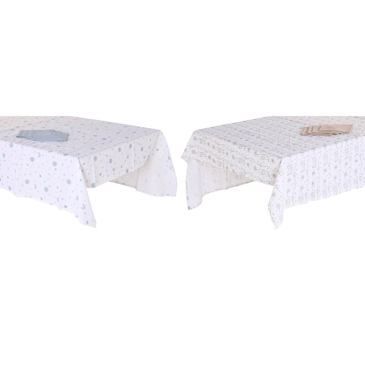 Tablecloth and napkins DKD Home Decor 150 x 150 x 0,5 cm Blau Braun Weiß (2 Stück) – Produktbild 1