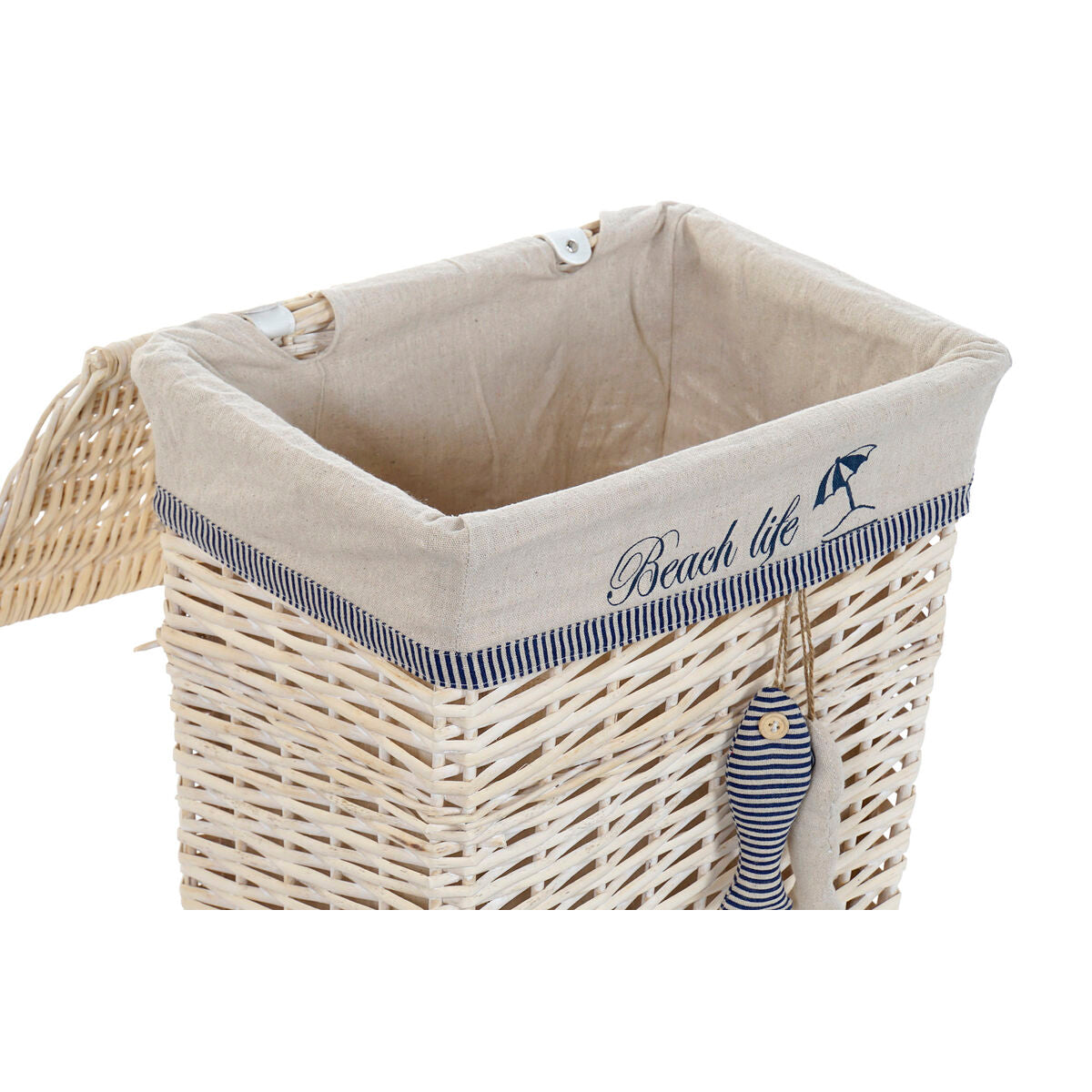 DKD Home Decor Korb-Set Blau Beige Aluminium Spirals Mediterranean