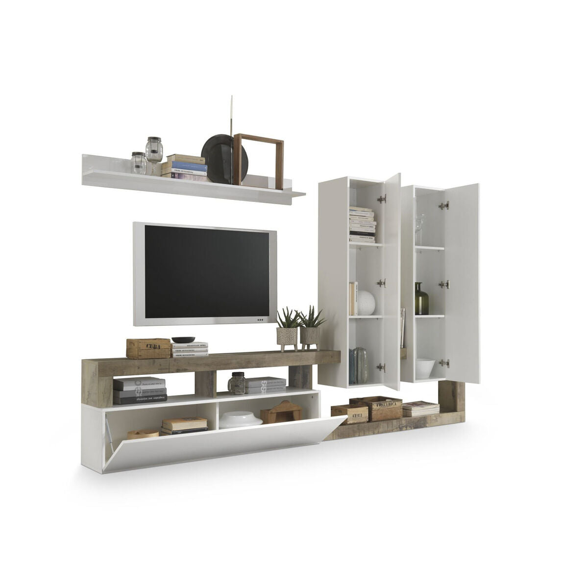DKD Home Decor TV furniture Weiß Metall Aluminium MDF Holz 277 x 75 x 173 cm 277 x 35 x 173 cm