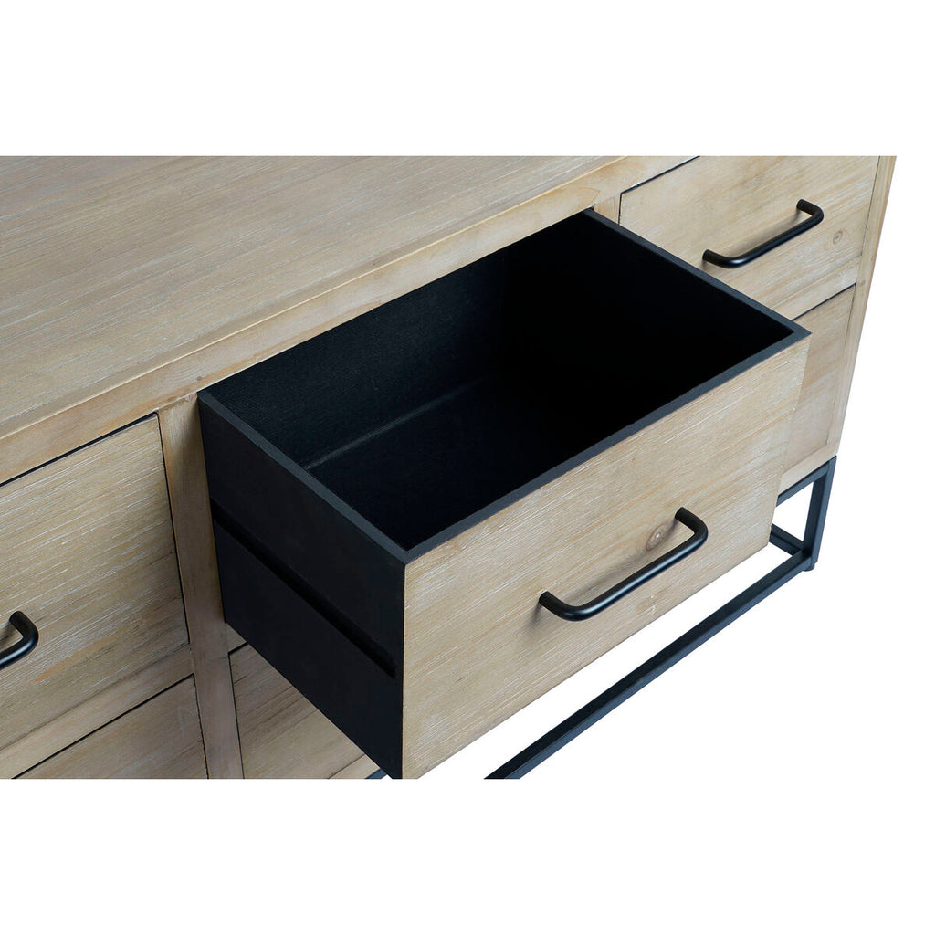 DKD Home Decor Sideboard Schwarz Natur Metall MDF Holz