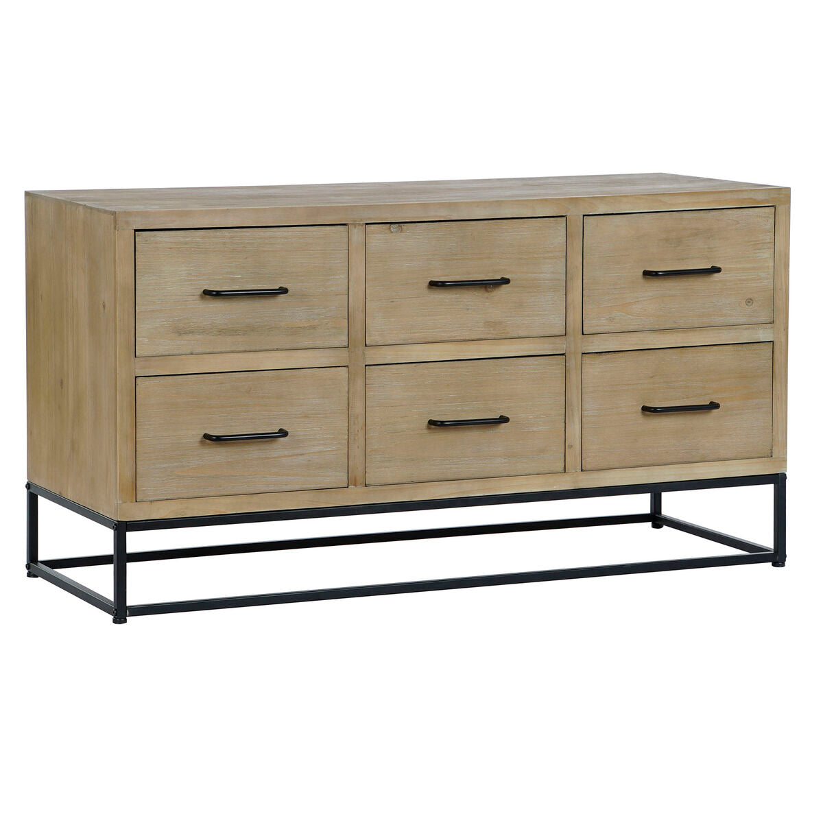DKD Home Decor Sideboard Schwarz Natur Metall MDF Holz