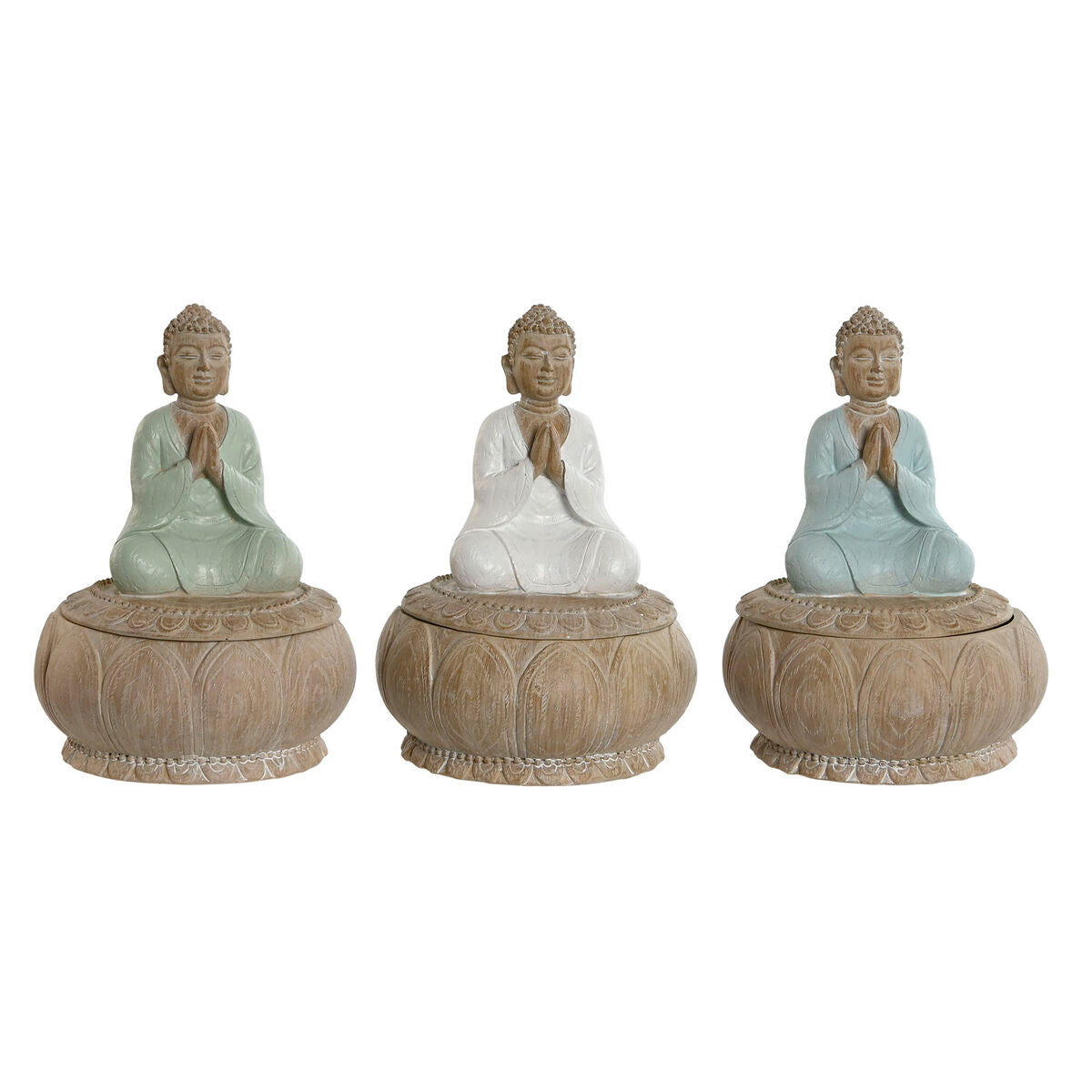 Decorative Figure Home ESPRIT Weiß Grün Turquoise Oriental 11 x 11 x 15 cm (3 Stück) – Produktbild 1